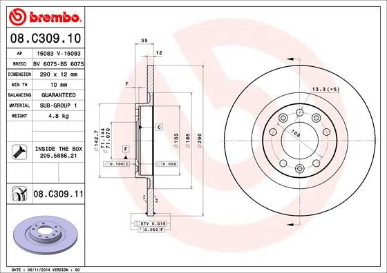 BREMBO Bremsscheibe (08.C309.11) BREMBO Bremsscheibe (08.C309.11)