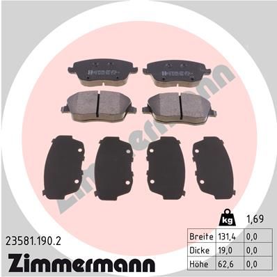 ZIMMERMANN Bremsbelagsatz, Scheibenbremse (23581.190.2)