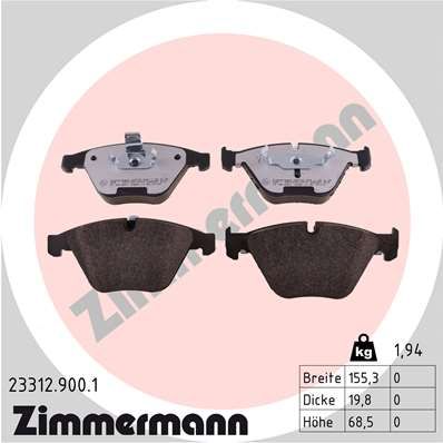 ZIMMERMANN Bremsbelagsatz, Scheibenbremse (23312.900.1)