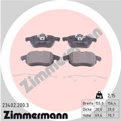 ZIMMERMANN Bremsbelagsatz, Scheibenbremse (23402.200.3)