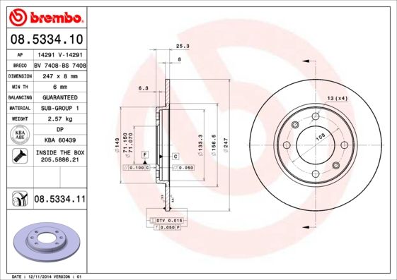 BREMBO Bremsscheibe (08.5334.11)