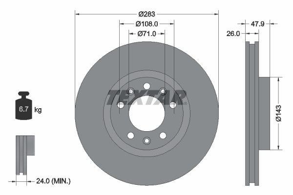 TEXTAR Bremsscheibe (92267903)