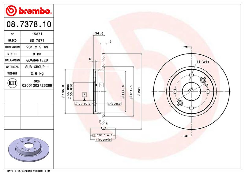 BREMBO Bremsscheibe (08.7378.10)