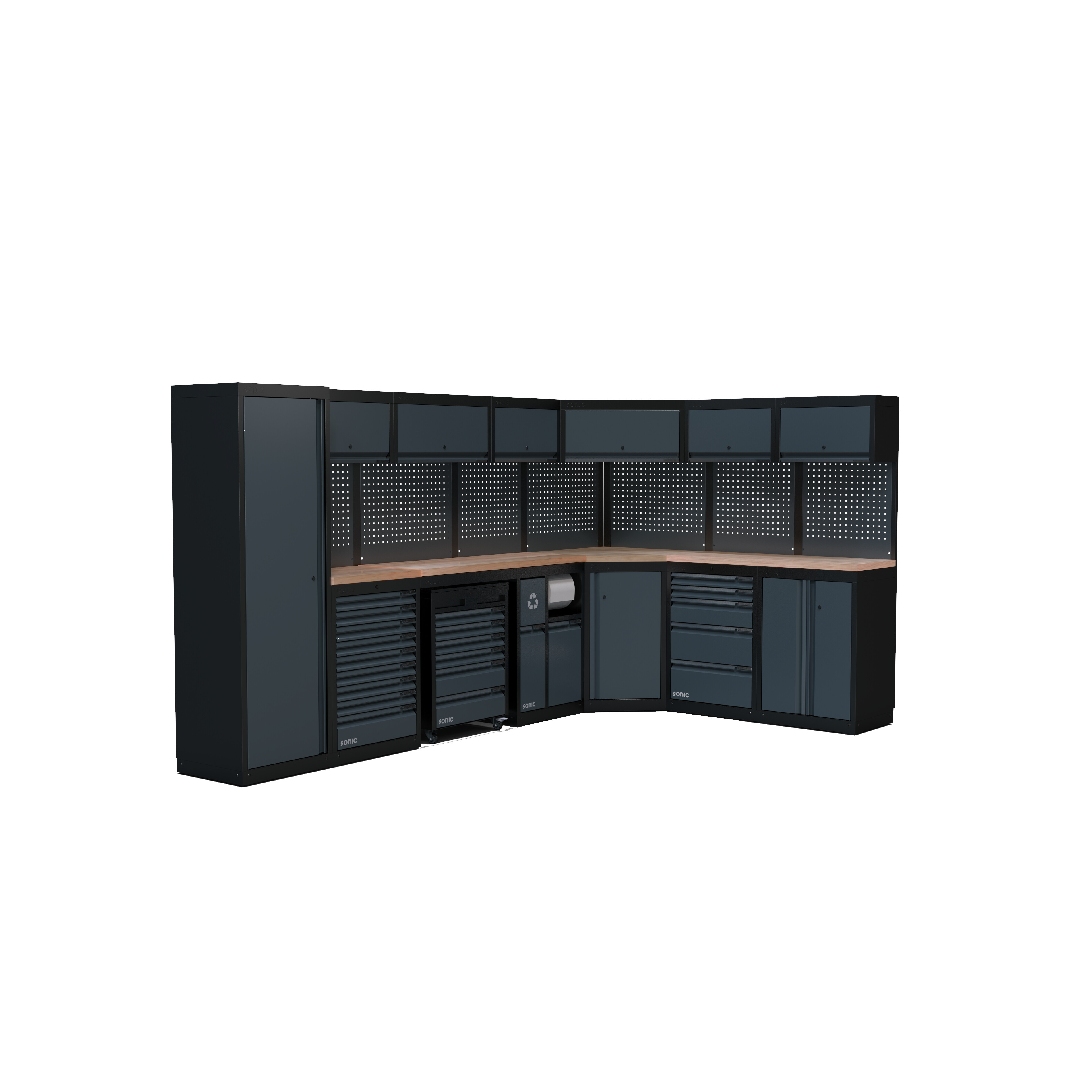 NEXT MSS Schrankwand Holzarbeitsplatte hoch 5026mm