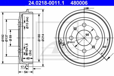 ATE Bremstrommel (24.0218-0011.1) Thumbnail