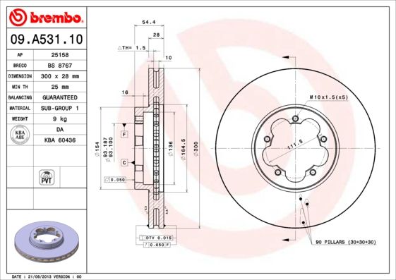 BREMBO Bremsscheibe (09.A531.10)