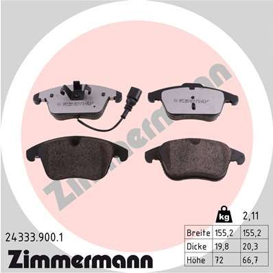 ZIMMERMANN Bremsbelagsatz, Scheibenbremse (24333.900.1)