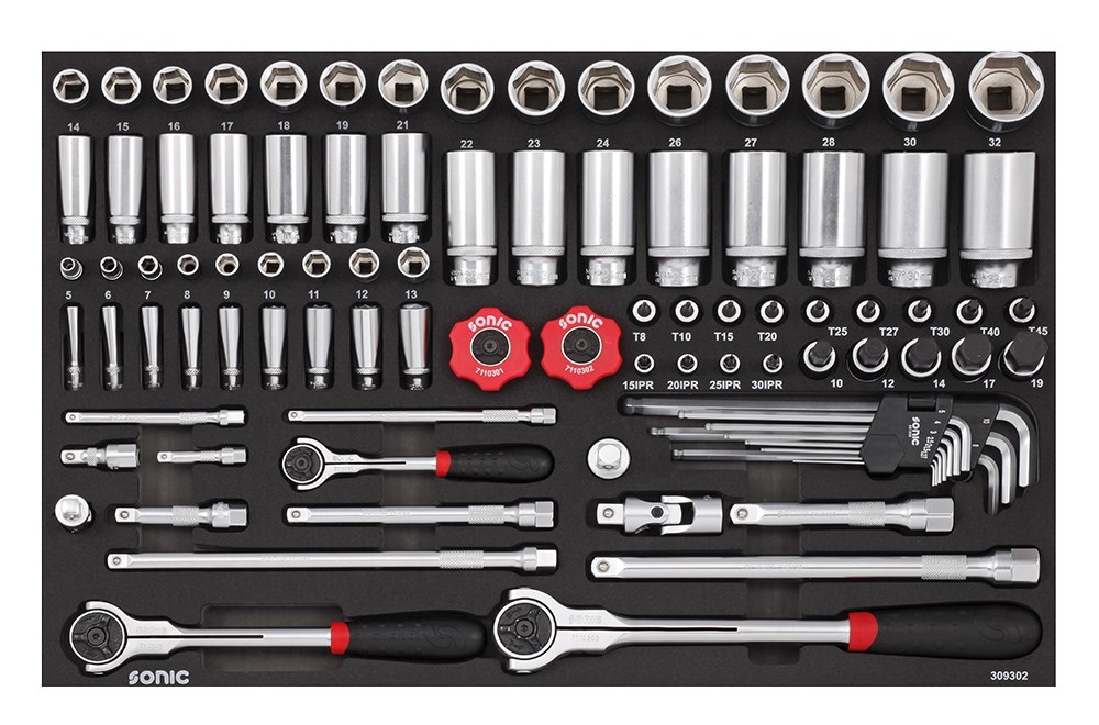 SFS 1/4'', 3/8'' & 1/2'' Satz mit Ratschen 93-tlg.