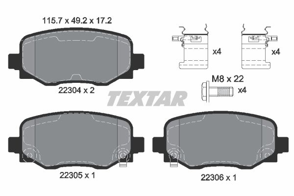 TEXTAR Bremsbelagsatz, Scheibenbremse (2230401)