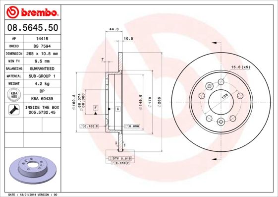 BREMBO Bremsscheibe (08.5645.50)