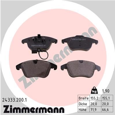 ZIMMERMANN Bremsbelagsatz, Scheibenbremse (24333.200.1)
