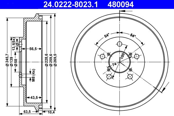 ATE Bremstrommel (24.0222-8023.1)