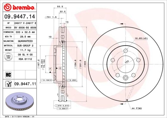 BREMBO Bremsscheibe (09.9447.14)