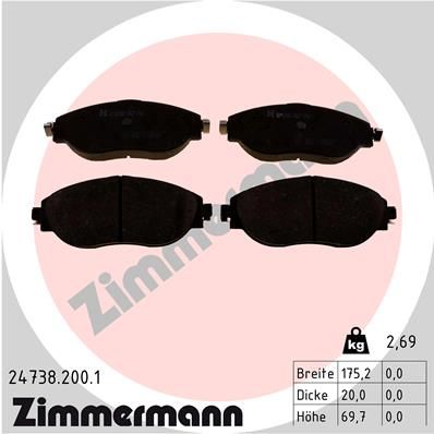 ZIMMERMANN Bremsbelagsatz, Scheibenbremse (24738.200.1)