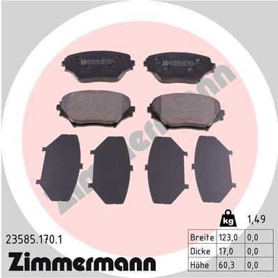 ZIMMERMANN Bremsbelagsatz, Scheibenbremse (23585.170.1)