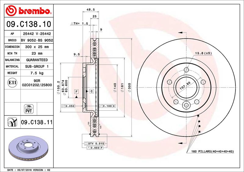 BREMBO Bremsscheibe (09.C138.11)
