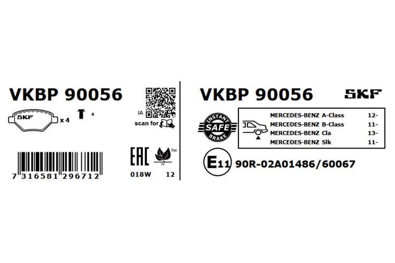 SKF Bremsbelagsatz, Scheibenbremse (VKBP 90056)