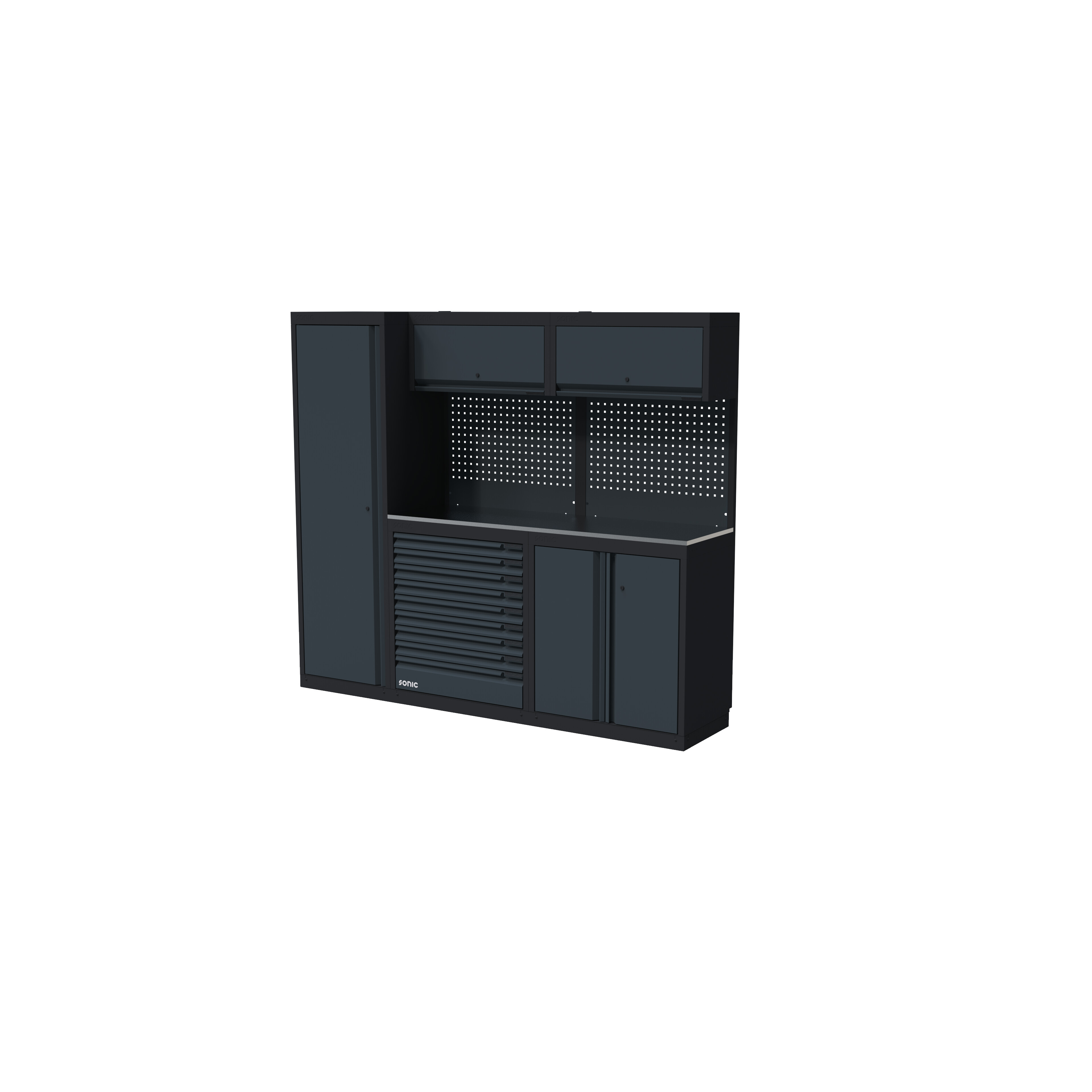 NEXT MSS Schrankwand Edelstahl-Arbeitsplatte hoch 2300mm