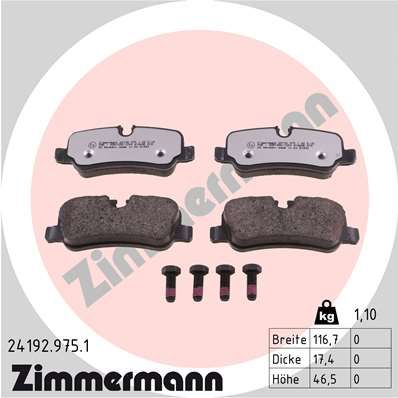 ZIMMERMANN Bremsbelagsatz, Scheibenbremse (24192.975.1)