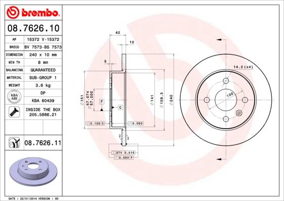 BREMBO Bremsscheibe (08.7626.11)