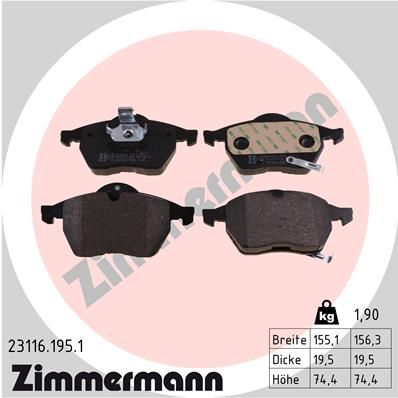 ZIMMERMANN Bremsbelagsatz, Scheibenbremse (23116.195.1)
