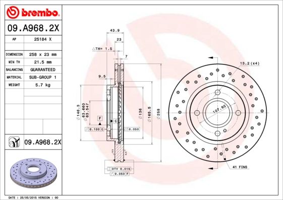 BREMBO Bremsscheibe (09.A968.2X)