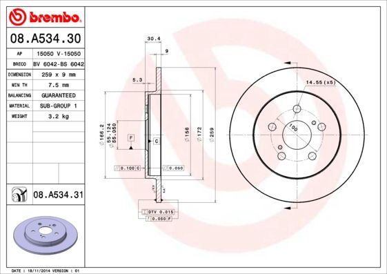 BREMBO Bremsscheibe (08.A534.31)