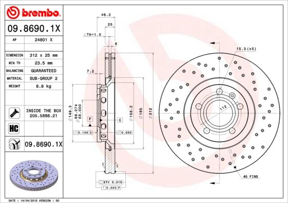 BREMBO Bremsscheibe (09.8690.1X)