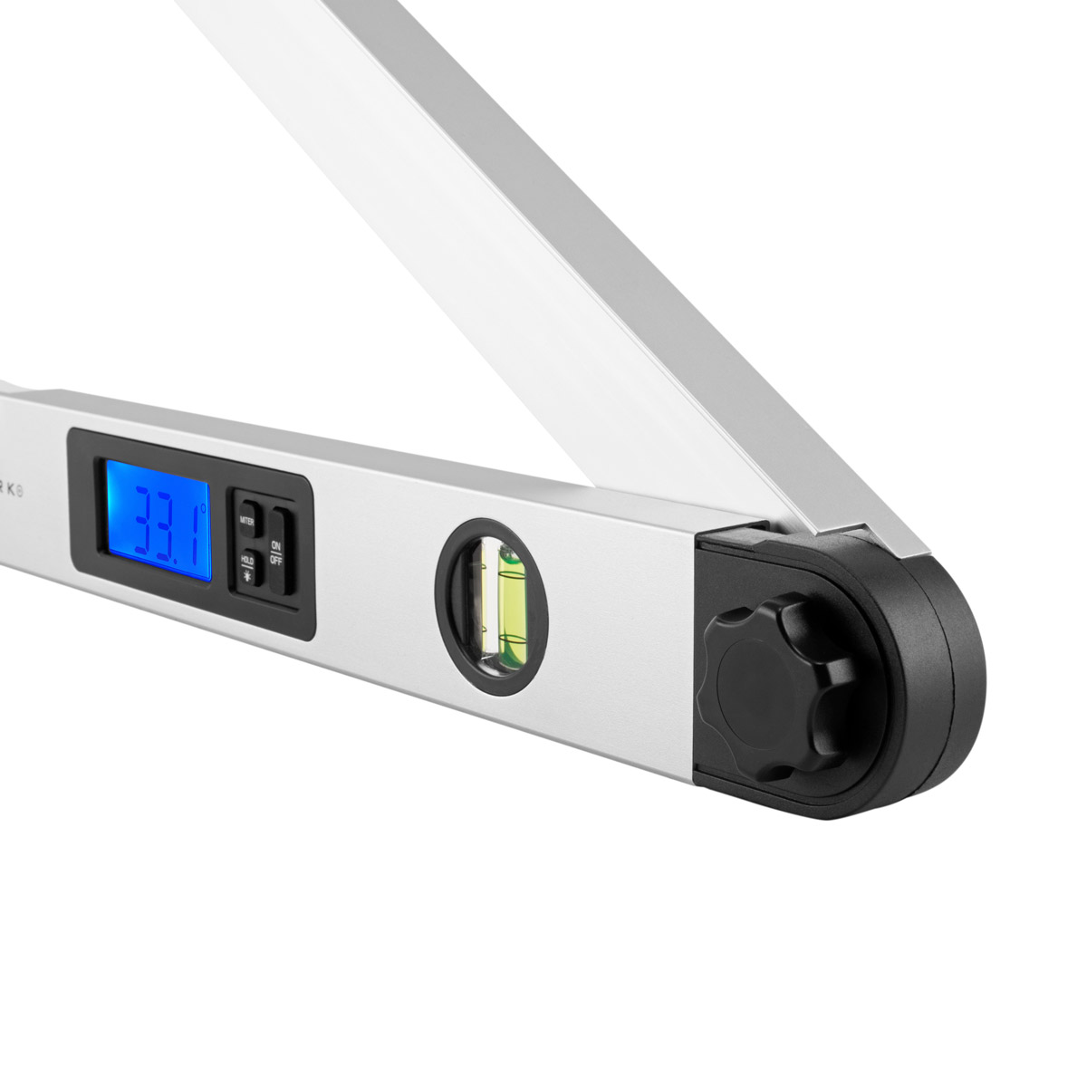 STAHLWERK DW-45 ST Digitaler Aluminium Winkelmesser / Präzisions-Winkelmessgerät / Gradmesser mit integrierter Wasserwaage, weiter Messbereich von 0-230 Grad, 450 mm, beleuchtetes LCD-Display mit Hold-Funktion und Gehrungswinkel-Berechnung