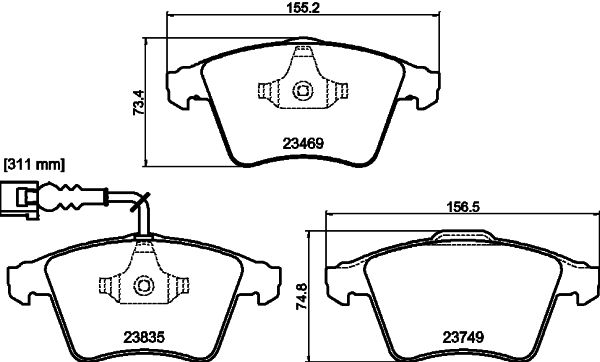 HELLA Bremsbelagsatz, Scheibenbremse (8DB 355 021-221)