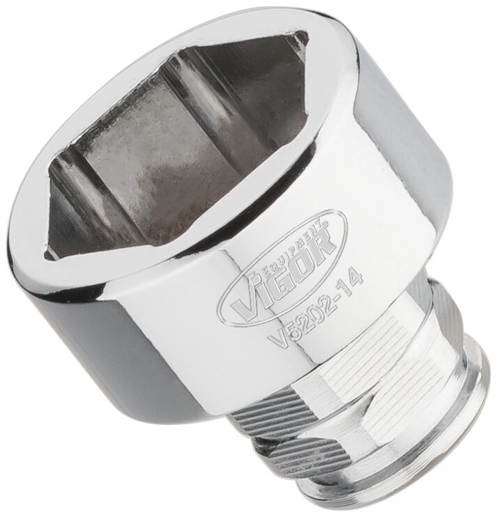 VIGOR Steckschlüssel-Einsatz ∙ superflach ∙ V5202-14 ∙ Vierkant6,3 mm (1/4 Zoll) ∙ Außen-Sechskant Profil ∙ 14 mm VIGOR Steckschlüssel-Einsatz ∙ superflach ∙ V5202-14 ∙ Vierkant6,3 mm (1/4 Zoll) ∙ Außen-Sechskant Profil ∙ 14 mm