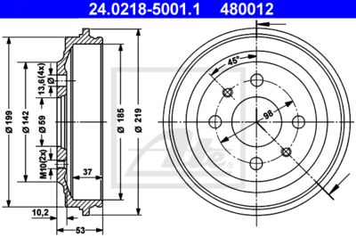 ATE Bremstrommel (24.0218-5001.1) Thumbnail