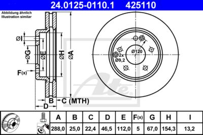 ATE Bremsscheibe (24.0125-0110.1)
