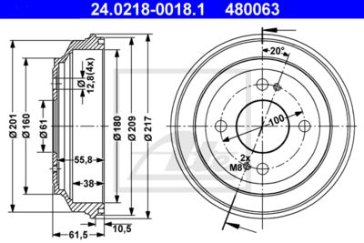 ATE Bremstrommel (24.0218-0018.1) Thumbnail