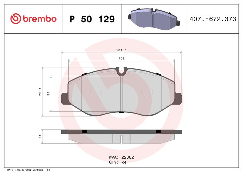 BREMBO Bremsbelagsatz, Scheibenbremse (P 50 129)