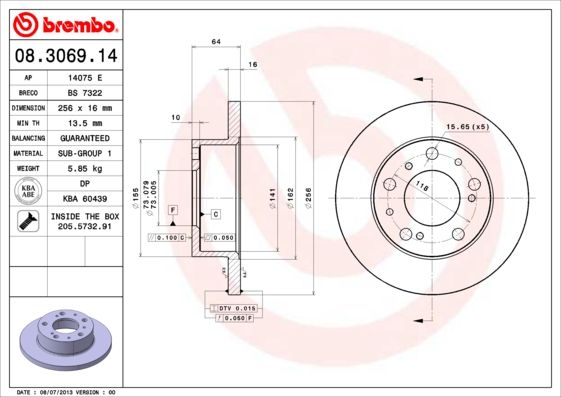 BREMBO Bremsscheibe (08.3069.14)