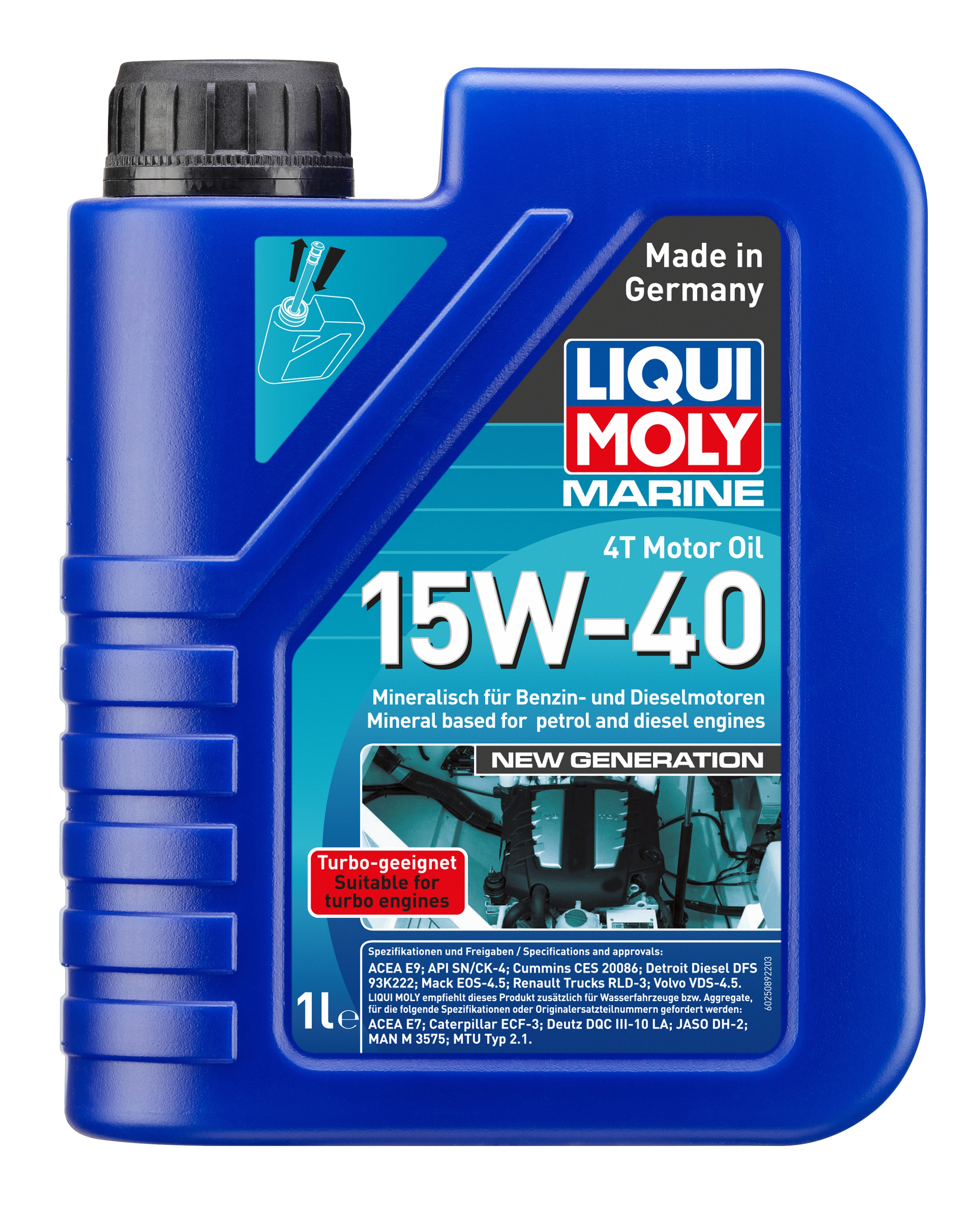 LIQUI MOLY Marine 4T Motor Oil 15W-40 New Generation, 1 l (25089)