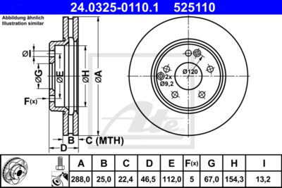 ATE Bremsscheibe (24.0325-0110.1)