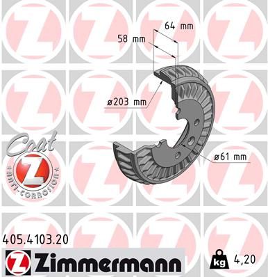 ZIMMERMANN Bremstrommel (405.4103.20)
