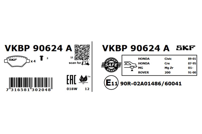 SKF Bremsbelagsatz, Scheibenbremse (VKBP 90624 A)