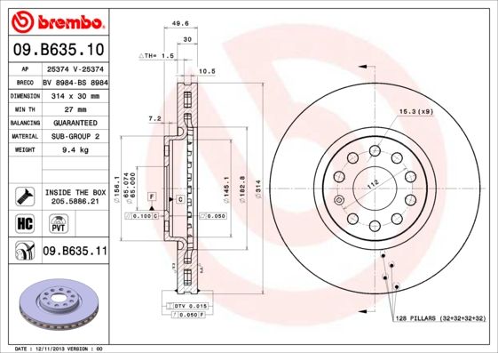 BREMBO Bremsscheibe (09.B635.11)