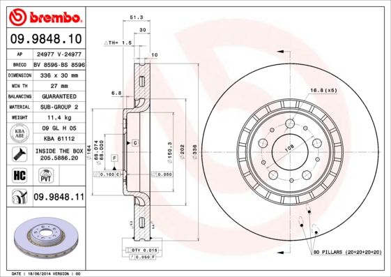 BREMBO Bremsscheibe (09.9848.11)