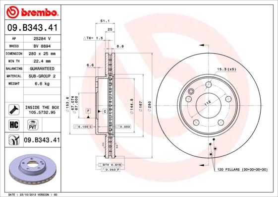 BREMBO Bremsscheibe (09.B343.41)