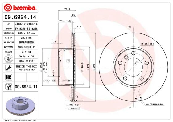BREMBO Bremsscheibe (09.6924.11)