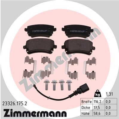 ZIMMERMANN Bremsbelagsatz, Scheibenbremse (23326.175.2)