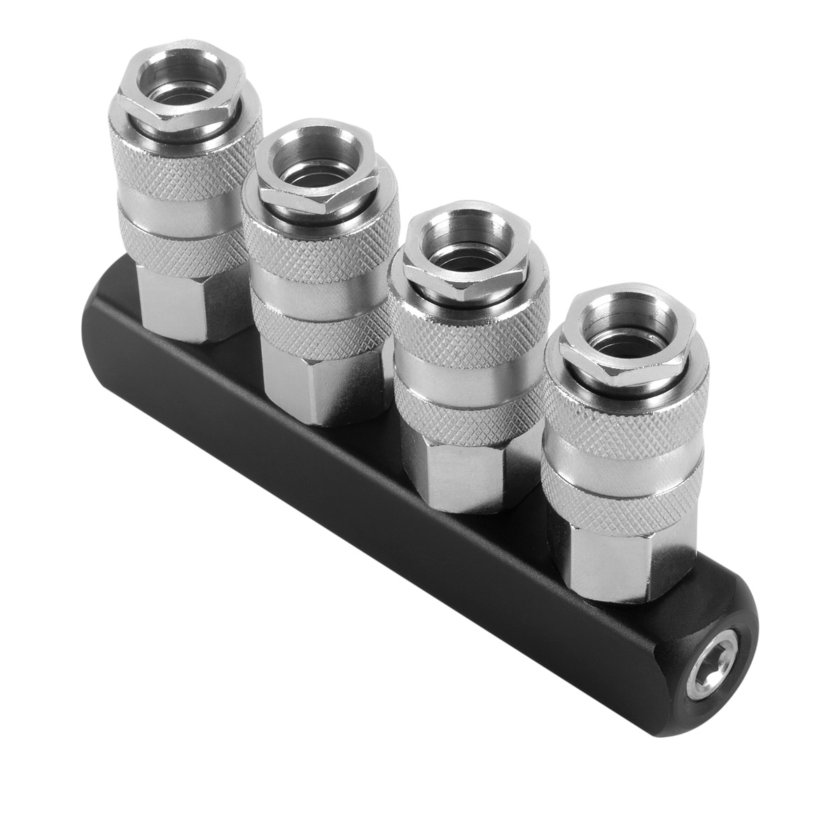 STAHLWERK 4-fach Druckluft-Verteiler bis 35 bar mit Schnellkupplung 1/4 Zoll