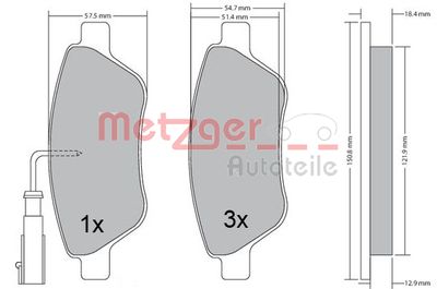 METZGER Bremsbelagsatz, Scheibenbremse (1170505)