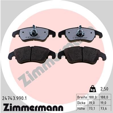 ZIMMERMANN Bremsbelagsatz, Scheibenbremse (24743.990.1)