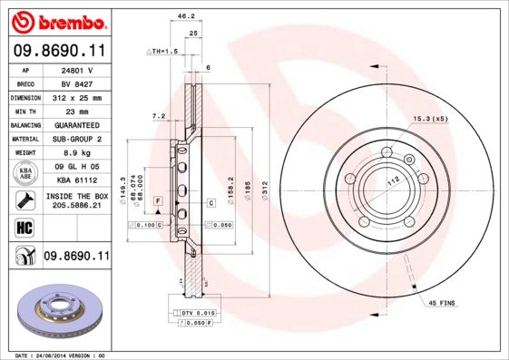 BREMBO Bremsscheibe (09.8690.11)