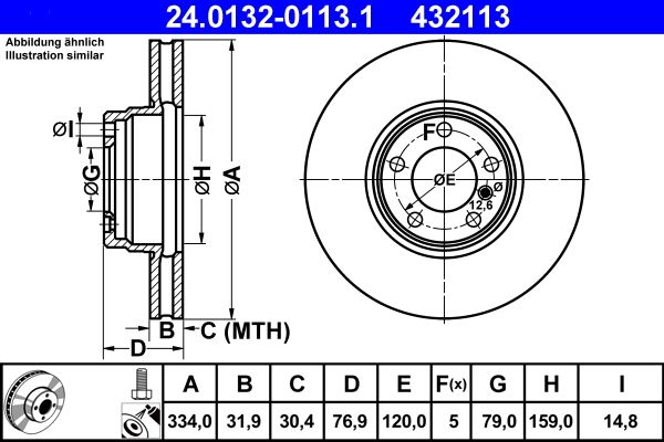 ATE Bremsscheibe (24.0132-0113.1)